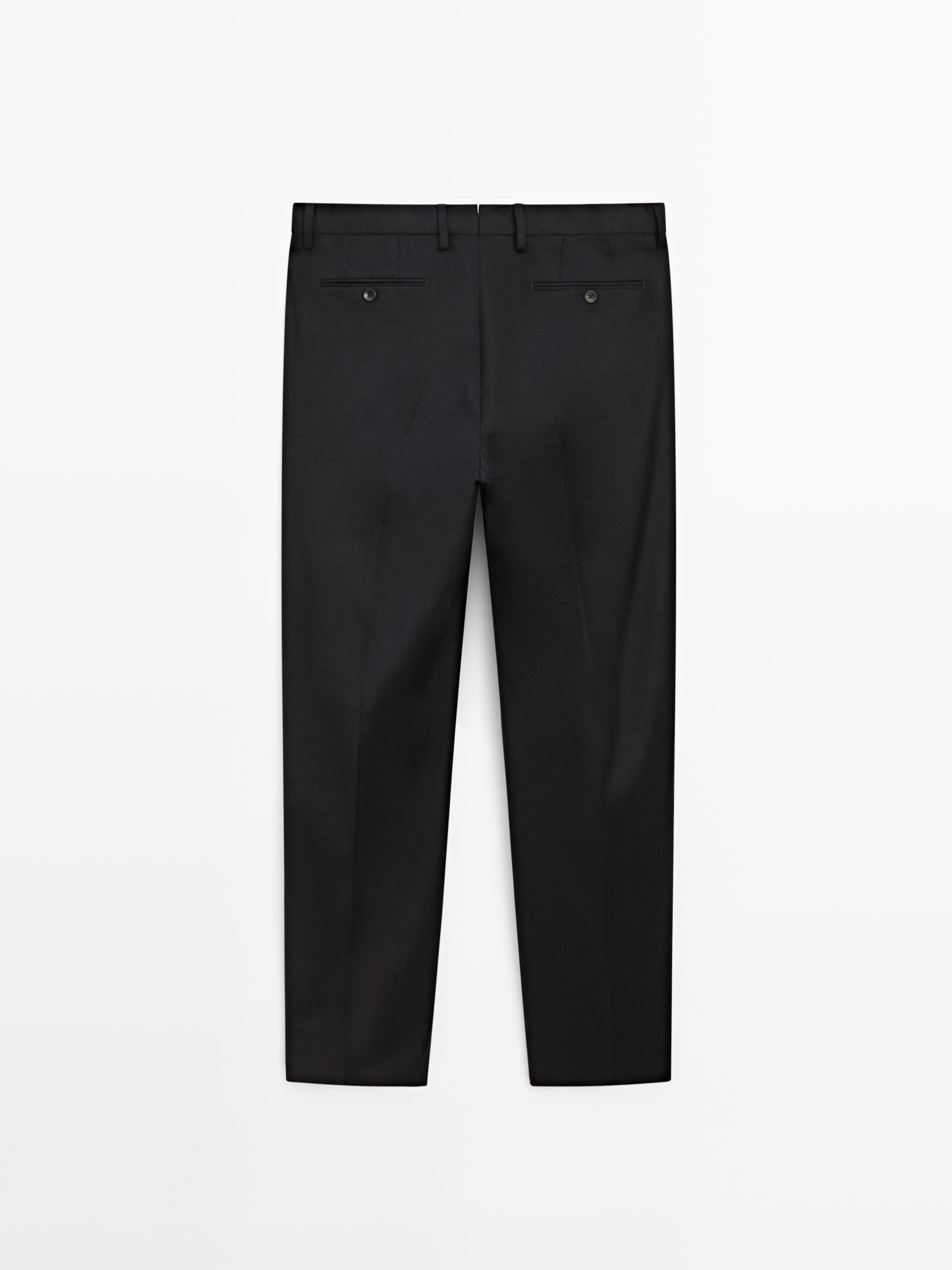 Wool blend flannel suit trousers