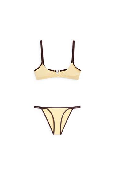 Haut de bikini contrastant - Jaune de Zara
