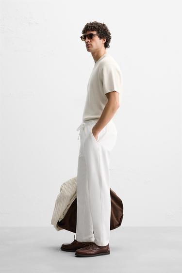 PANTALON AVEC TAILLE STYLE JOGGING CONFORT - Blanc cassé de Zara - Image 3