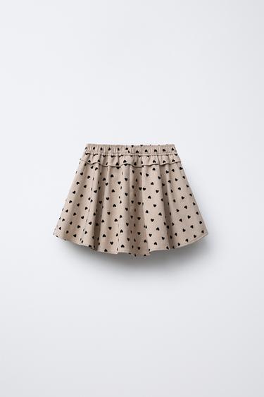 JUPE-SHORT IMPRIMÉE FLOQUÉE - Beige clair de Zara - Image 1