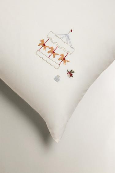 CHILDREN'S CHRISTMAS FIGURE PILLOWCASE - Oyster-white by Zara - Image 1