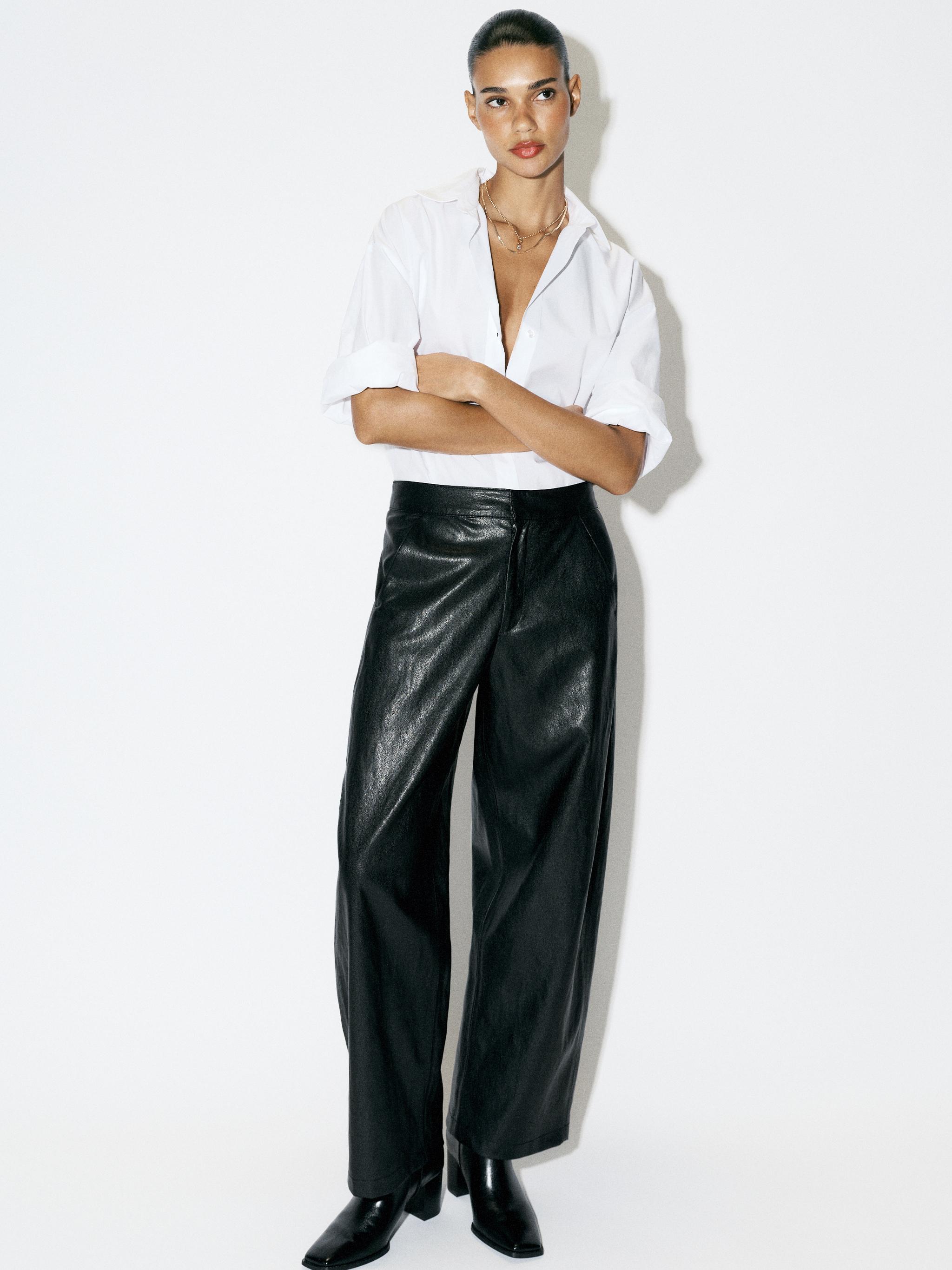 Faux Leather Barrel Pants by Zara