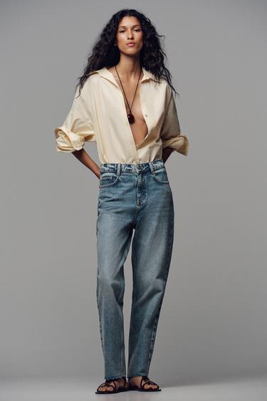 Zara Z.02 HIGH WAIST STRAIGHT ANKLE JEANS - Blue / Green