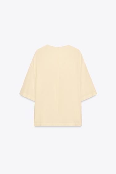 ZW COLLECTION LIMITED EDITION SILK SHORT SLEEVE TOP - Butter by Zara - Image 4