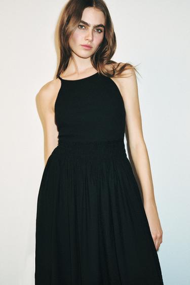 CONTRASTING STRAPPY DRESS - Black by Zara - Image 1