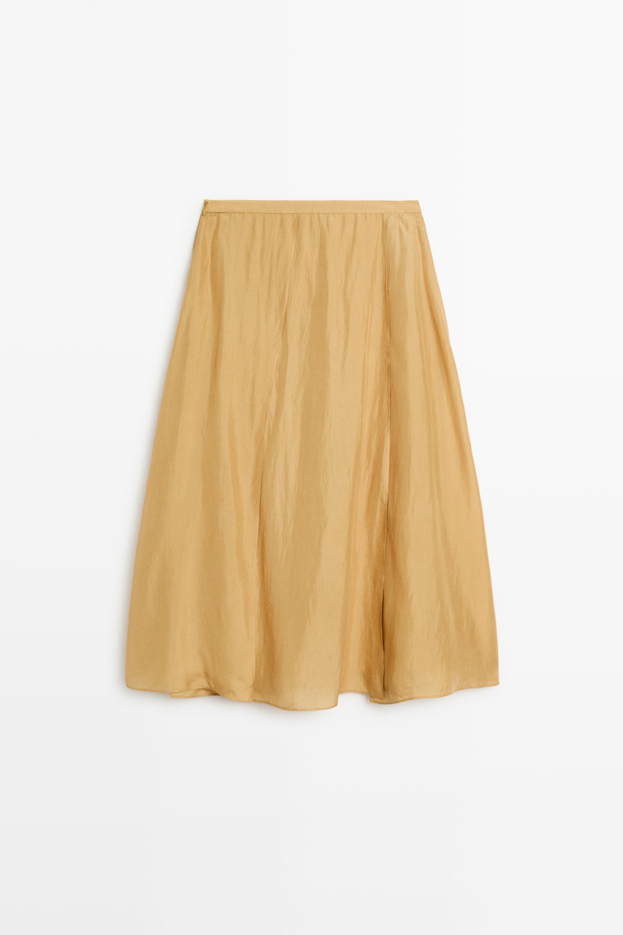 Jupe midi fluide 100 % soie total look