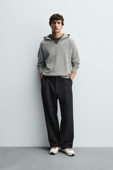 100% WOOL HOODED SWEATER - Grey marl by Zara