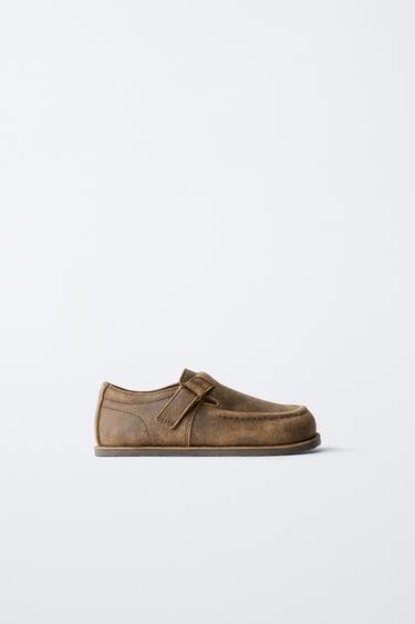 Zara LEATHER BUCKLE SHOE - Brown