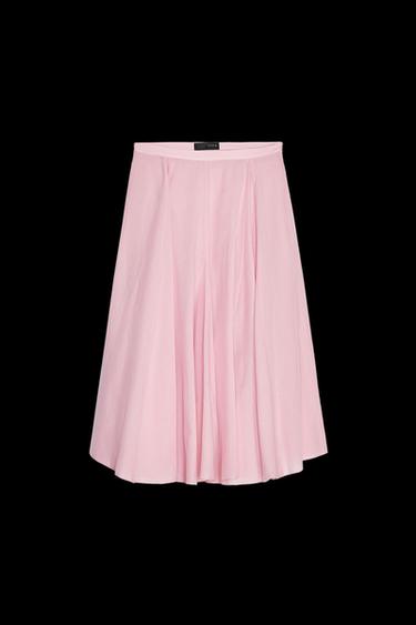 ZW COLLECTION FLARED COTTON SKIRT - Pink by Zara