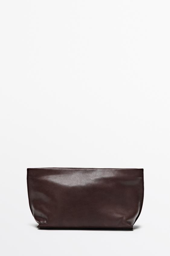 Zara Large soft nappa leather toiletry bag - Brown marl - Image 0