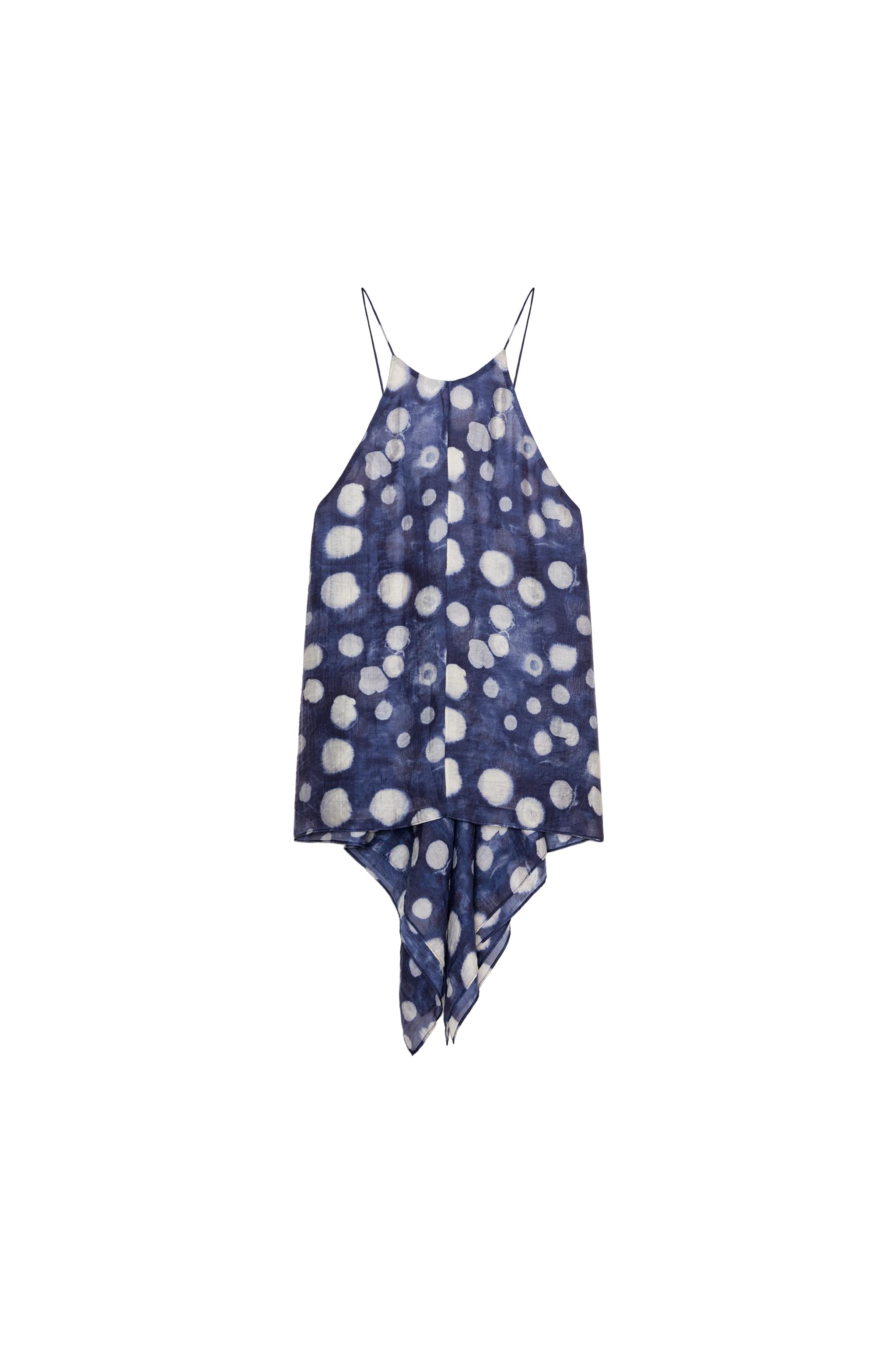 ZW COLLECTION POLKA DOT TOP - Blue | ZARA Canada