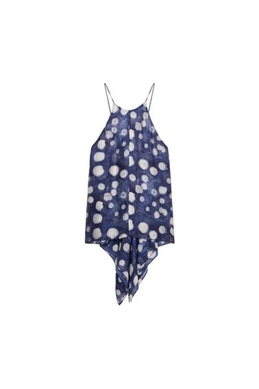Zara ZW COLLECTION POLKA DOT TOP - Blue