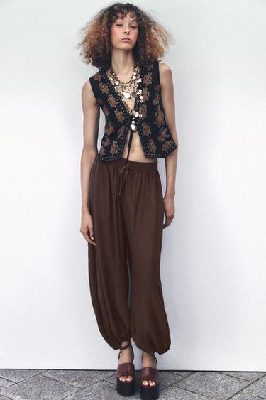 PANTALÓN BOMBACHO ZW COLLECTION - Marrón claro de Zara