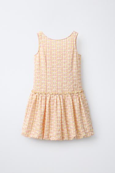 GINGHAM CHECK DRESS WITH FLORAL EMBROIDERY - Pink by Zara - Image 0