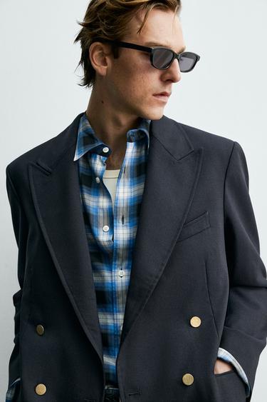 BLAZER CROISÉ 100% LAINE AARON LEVINE X ZARA - Bleu marine de Zara - Image 4