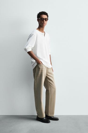 BUTTON NECK T-SHIRT - White by Zara - Image 3