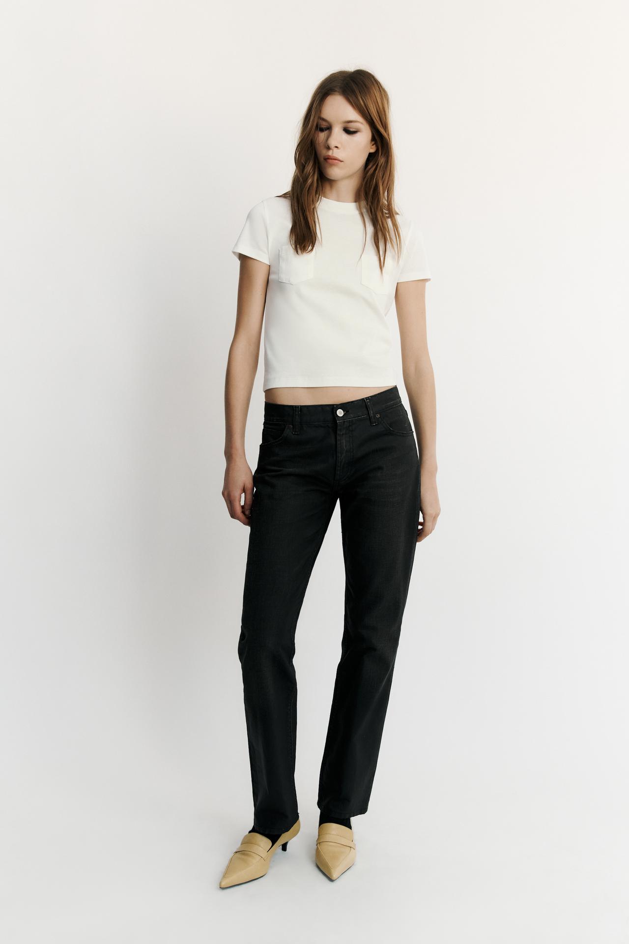 LOOSE STRAIGHT WAXED LOW-RISE TRF JEANS