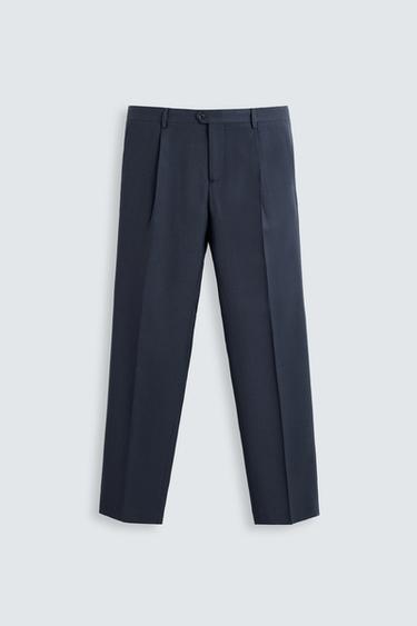 Zara WOOL BLEND SUIT PANTS - Blue / Steel