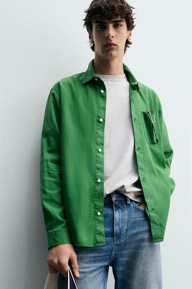 CHEMISE REGULAR FIT LYOCELL - COTON - Vert moyen de Zara - Image 4