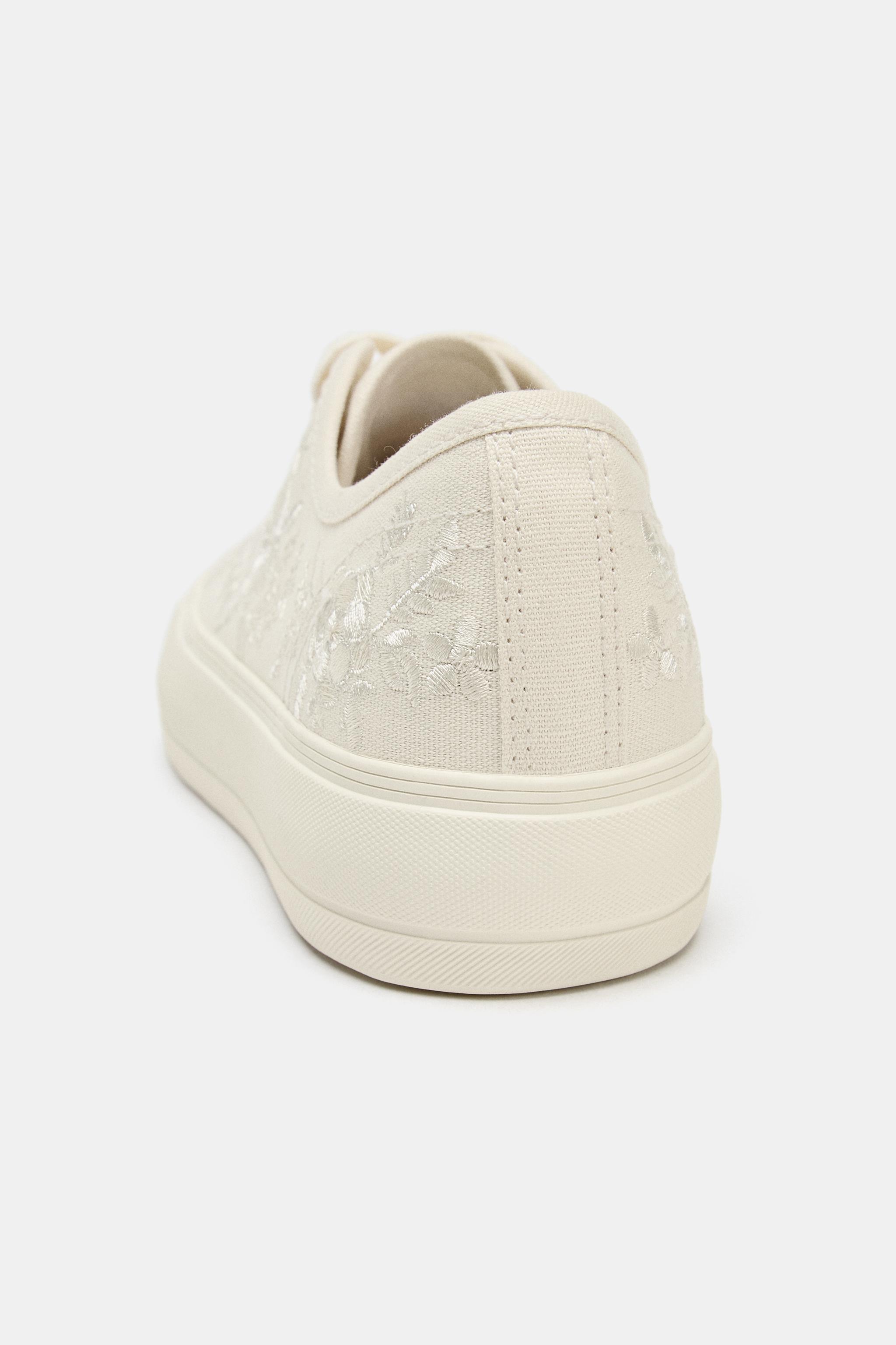 EMBROIDERED SNEAKERS - Ecru White | ZARA South Africa
