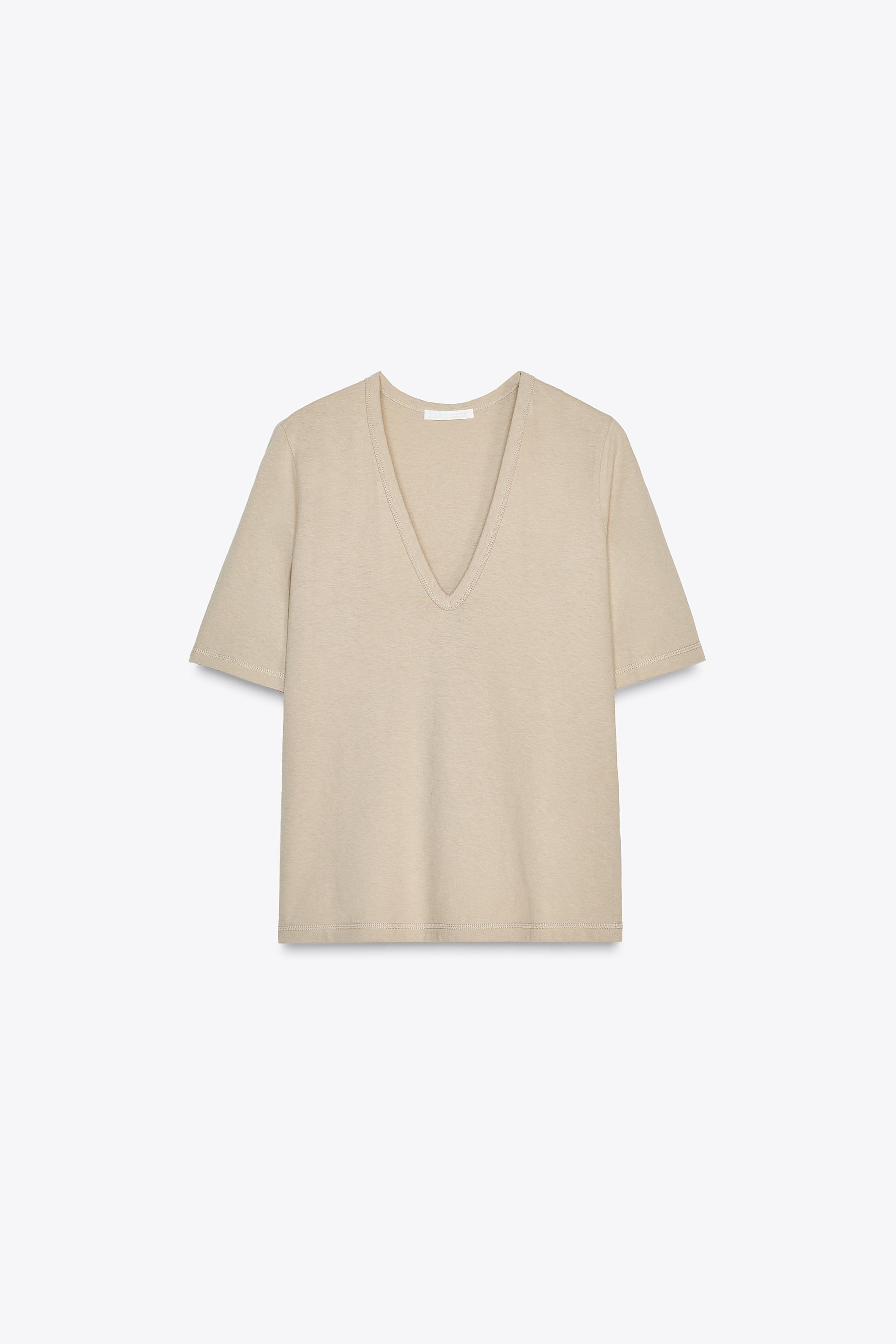 VネックTシャツ - サンド | ZARA Japan / 日本