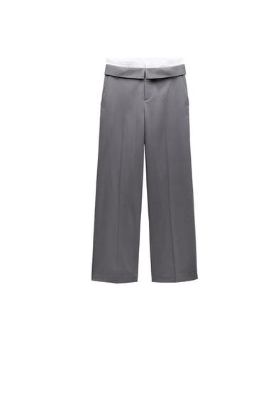 TOPSTITCHED TURNED-DOWN WAIST PANTS