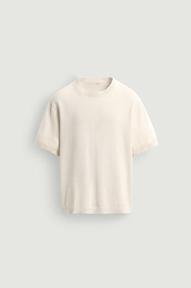 Zara Kirli-beyaz - PAMUKLU HAFİF ÖRGÜ T-SHIRT