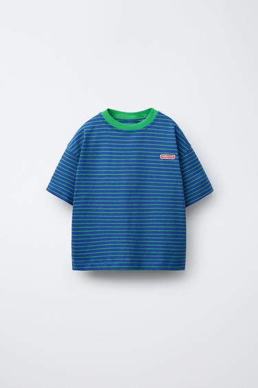 Zara BOBBY SMALL © STRIPED T-SHIRT - Blue