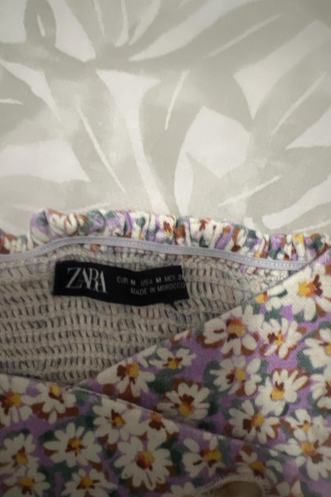 PRINTED LINEN BLEND CROP TOP - Image 3
