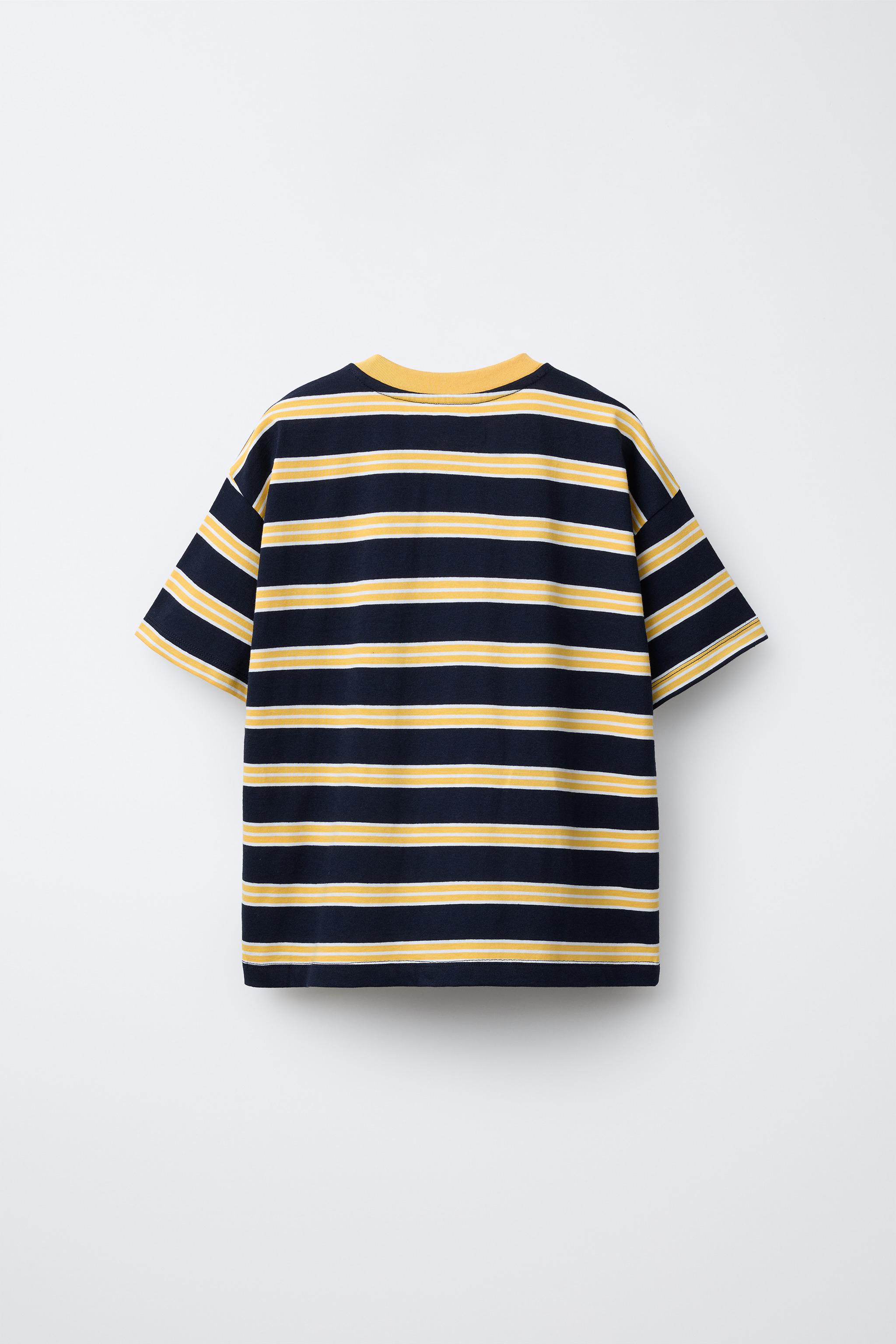 EMBROIDERED TEXT STRIPED T-SHIRT