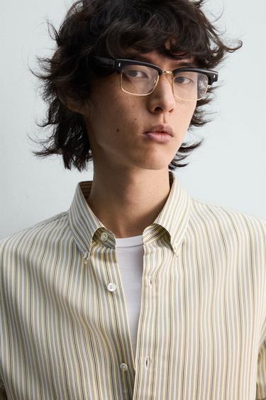 CHEMISE RELAXED FIT À RAYURES - Jaune clair de Zara - Image 5
