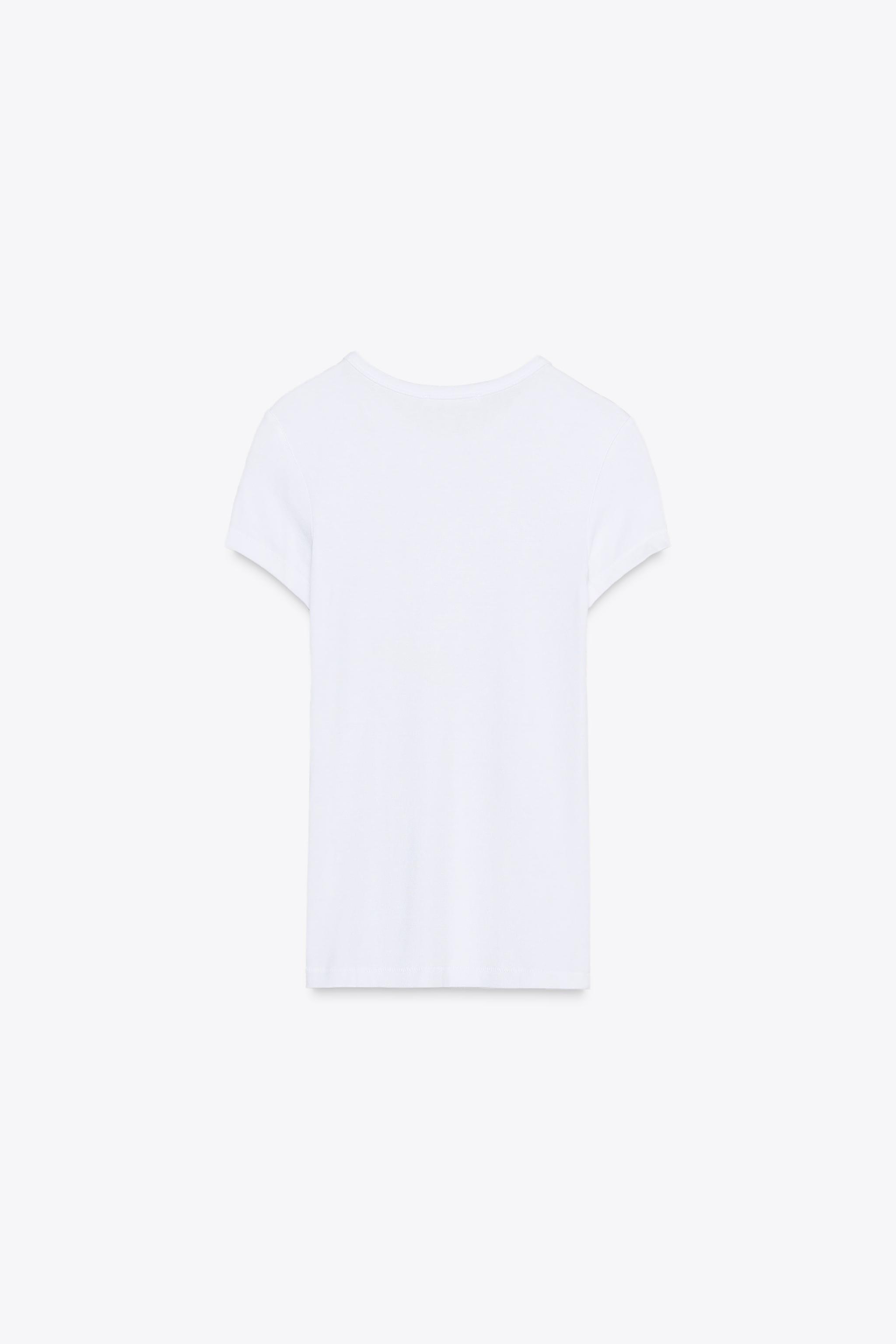 【ZARA】フロント刺繍Tシャツ ホワイト | 5070/192/250 05584315250-e2.jpg?ts=