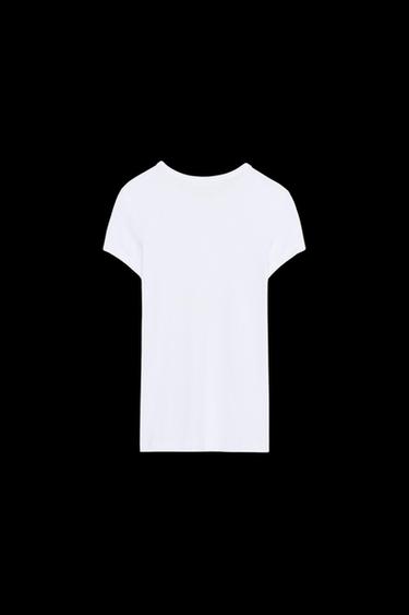 SHORT SLEEVE VISCOSE T-SHIRT - White by Zara