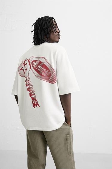 T-SHIRT WITH CONTRAST COMBINATION PRINTS - White by Zara - Image 6