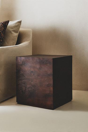 ROOT WOOD CUBE TABLE - Brown by Zara