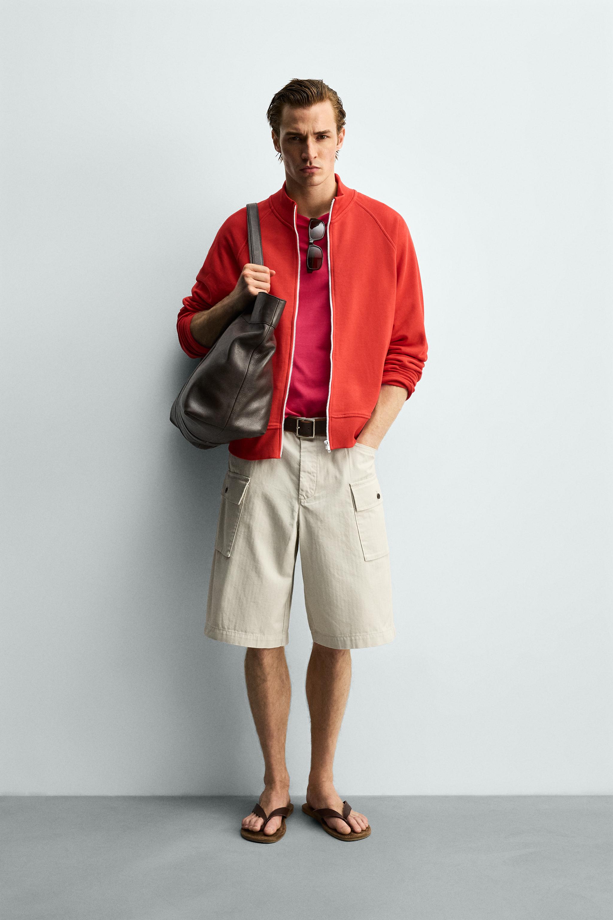 Мужские худи Zara CONTRAST ZIP RELAXED FIT SWEATSHIRT
