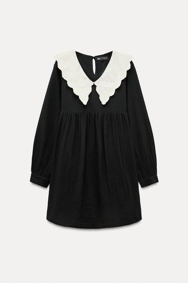 SHORT DRESS WITH PETER PAN COLLAR - Black by Zara