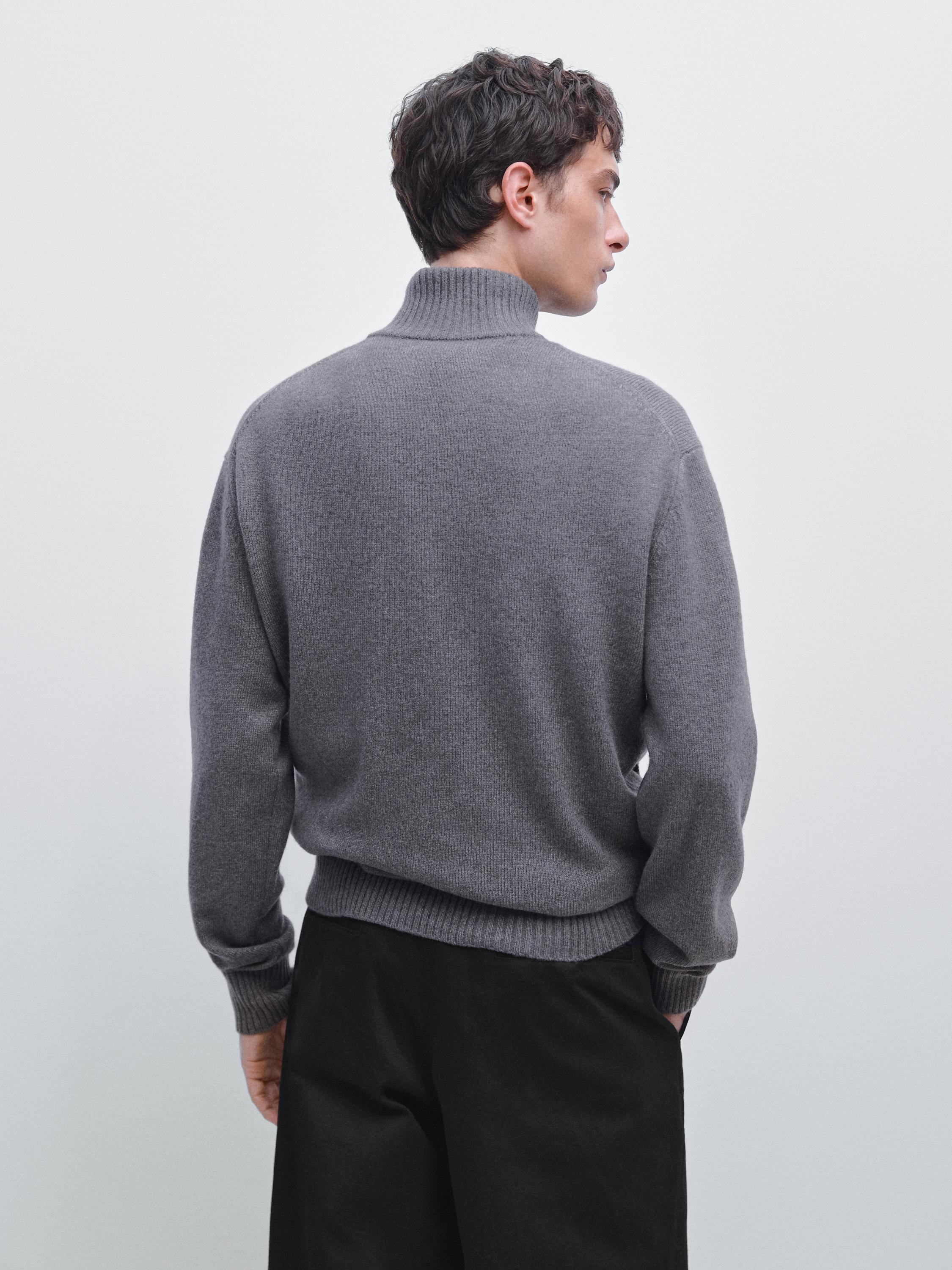 Wool blend cardigan with zip detail