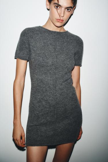 ROBE MINI EN MAILLE SOFT NERVURÉE - Gris chiné de Zara - Image 3