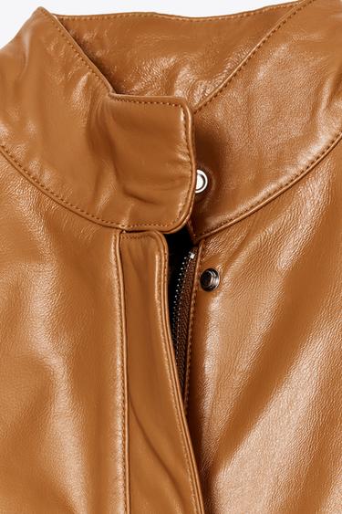LEATHER ZIP CAPE - camel by Zara - Image 5