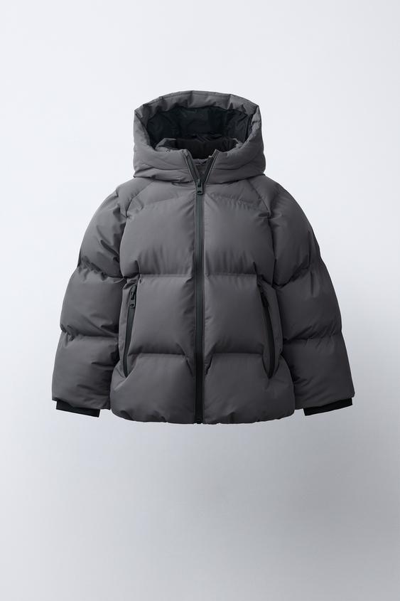 WATER-REPELLENT PUFFER JACKET WITH HOOD - Anthracite grey by Zara - Image 0