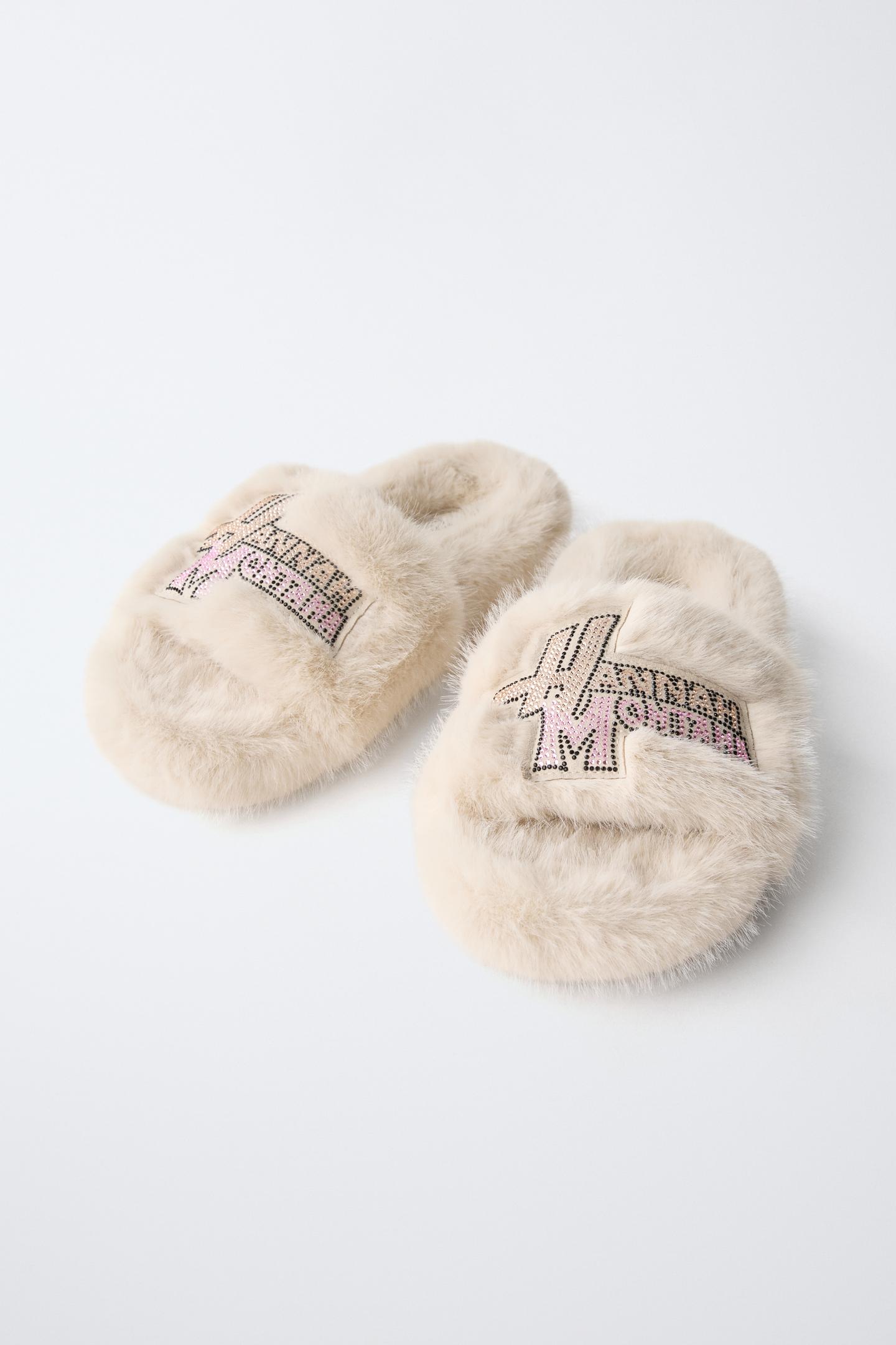 Детские сандалии Zara Hannah Montana © Disney Faux Fur, цвет: Молочный белый — фото 3