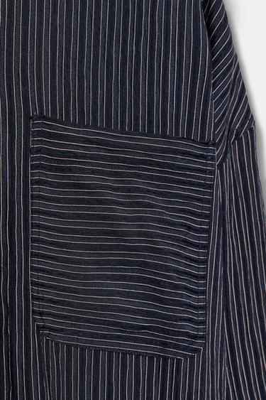 STRIPED FLOWING SHIRT ZW COLLECTION - Navy blue by Zara - Image 6