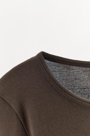 T-SHIRT EN COTON - Marron de Zara - Image 5