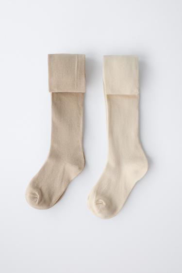 2-PACK OF PLAIN TIGHTS - Sand by Zara