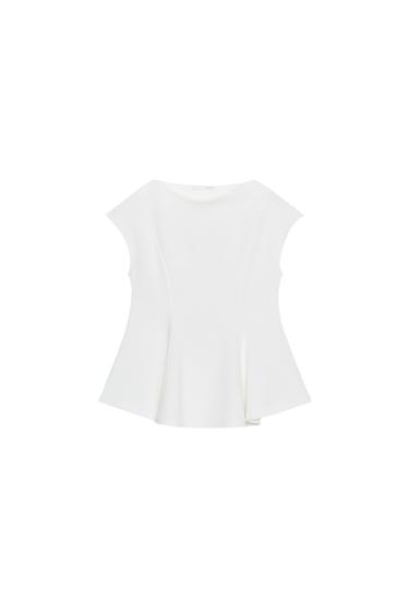 PIQUÉ-TOP MIT KURZARM-PEPLUM - Cremefarben von Zara