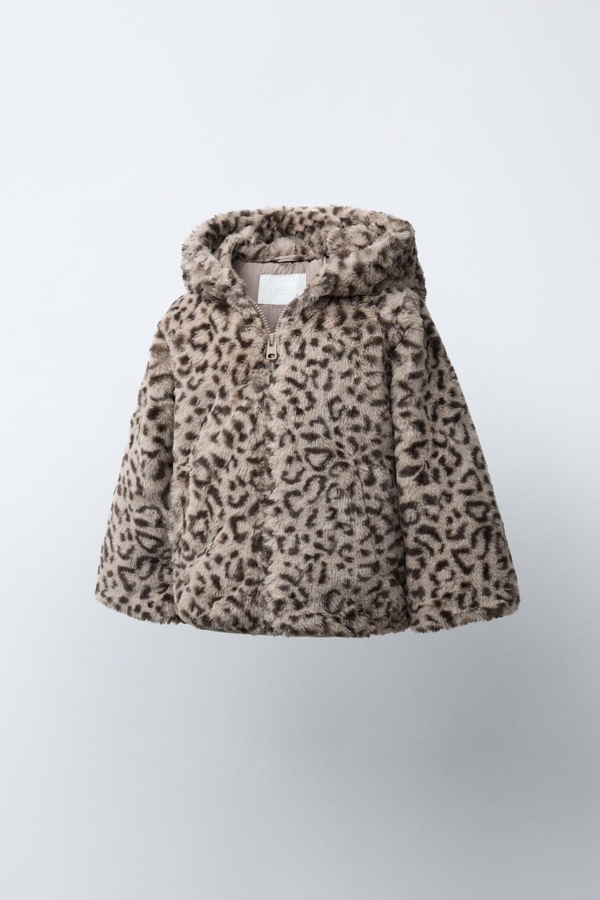 ANIMAL PRINT FAUX FUR JACKET