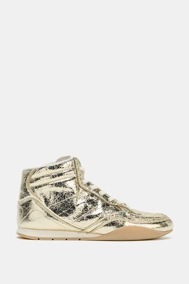Zara METALLIC EFFECT SNEAKER ANKLE BOOTS - Gold
