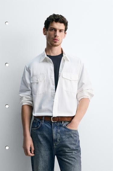 COTTON - LYOCELL SHIRT WITH POCKETS - White by Zara