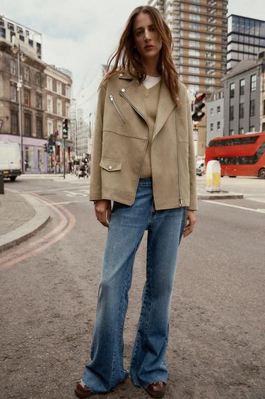 FAUX SUEDE BIKER JACKET - camel by Zara - Image 0